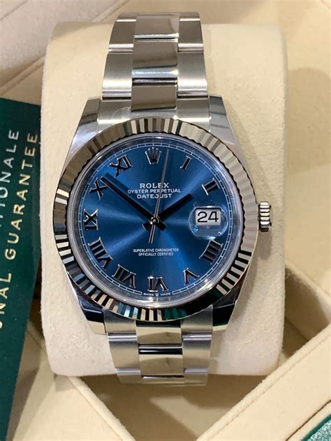 rolex datejust 41 blue dial stainless steel|rolex 41mm datejust mint dial.